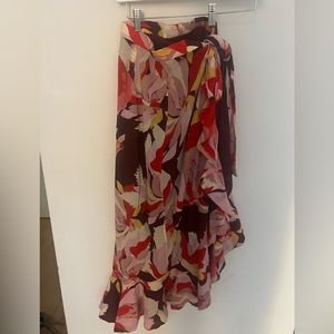 Floral maxi skirt with slit and tie. Never worn and so cute
